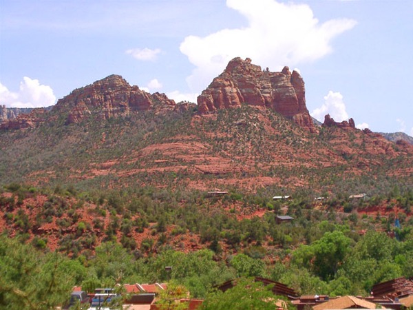 Sedona - a small town nestled between the red rocks.
Sedona - rock formation seen from a coffee house terrace.