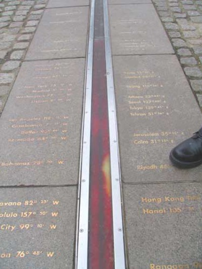 Greenwich - the Prime Meridian - fixed time zone on the ground
Greenwich - before Obversatorium is installed on the floor of the prime meridian