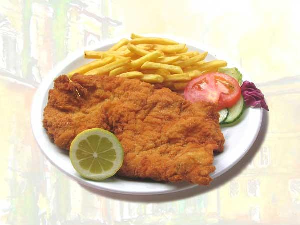 Imbiss Spezialitäten - das Wiener Schnitzel in Heli´s Restaurant an der Salzburger Festungsbahn
Ein Wiener Schnitzel bei Heli´s Imbiss ist der Höhepunkt für die Wanderer zur Burg Hohen Salzburg