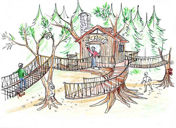 Baumhaus und Wanderwege Konzept Ausstattung Design Entwichlung von Milo
Spannende Erlebnisse auf Baum Hängebrücken und Baumhäusern - jedes Haus ein Abenteuer Spielplatz - Natur Attraktionen und Überraschungen für Stadtkinder und Eltern